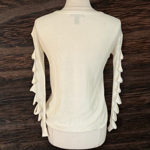 Aqua Brand Ivory Sweater Size XSmall 37" Bust Womens Cut Out Sleeve Wool Blend - Picture 4 of 6